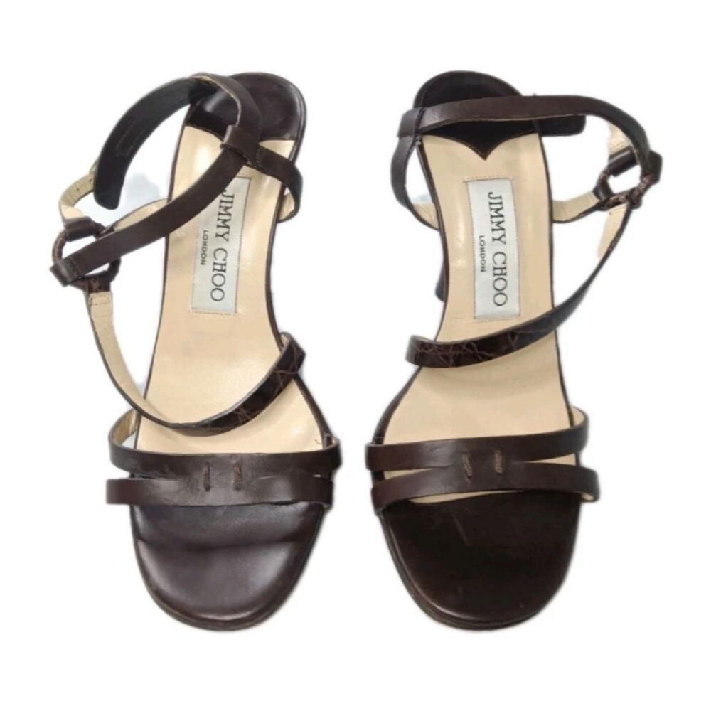Vintage Jimmy Choo Heeled Sandals Women's Size 36.5 Shoes Brown - Picture 5 of 12